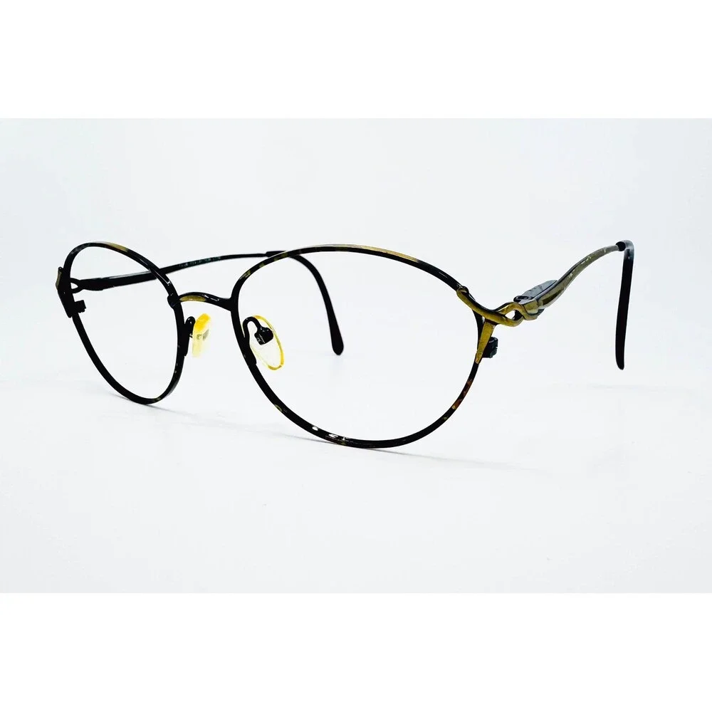 Club Collection Eyeglasses Women Black Gold Oval LC100 50-18-135